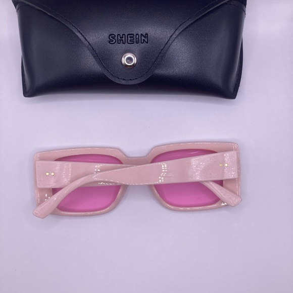 Shein Pink Rectangle Barbiecore Square Plastic Sunglasses - Picture 4 of 7